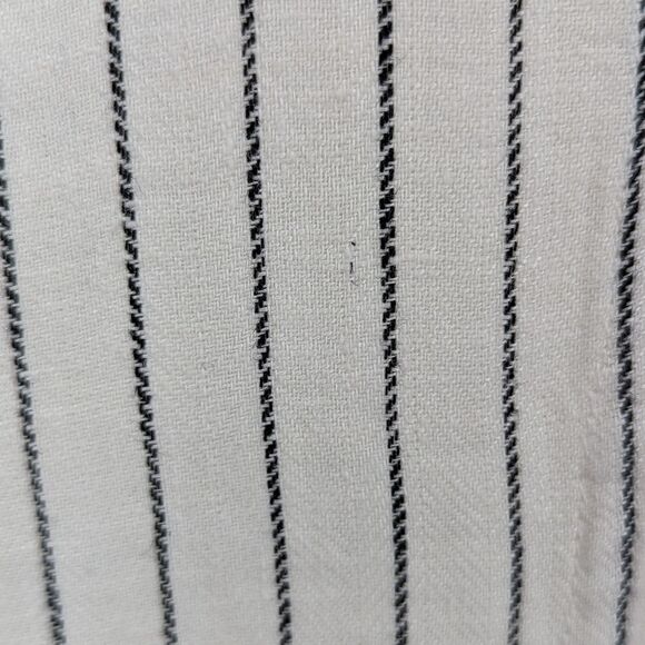 Rachel Zoe Linen White and Black Pinstriped Open Front Collared Blazer Small - Picture 10 of 10